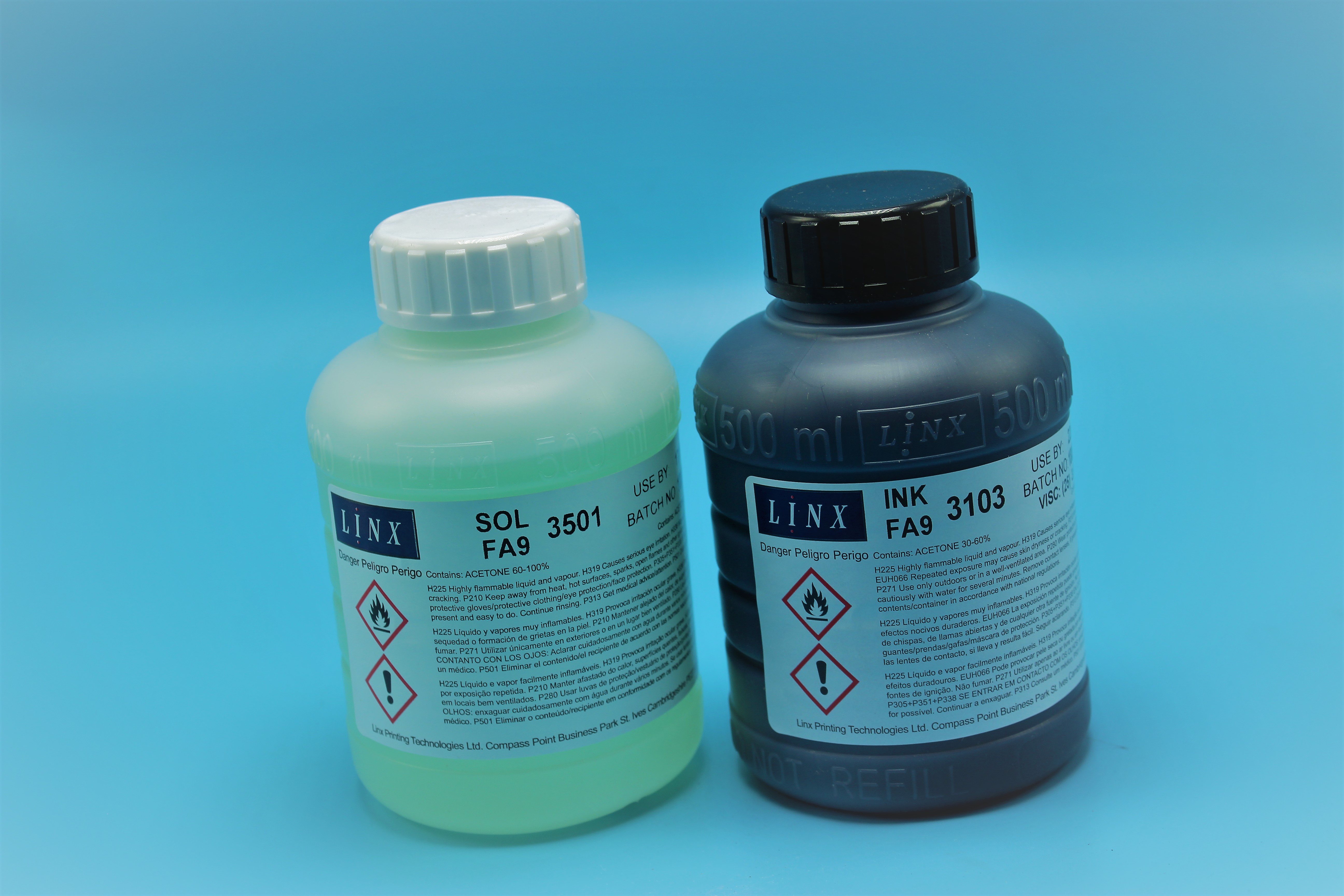 CONTINUOUS INK JET INKS AND SOLVENTS